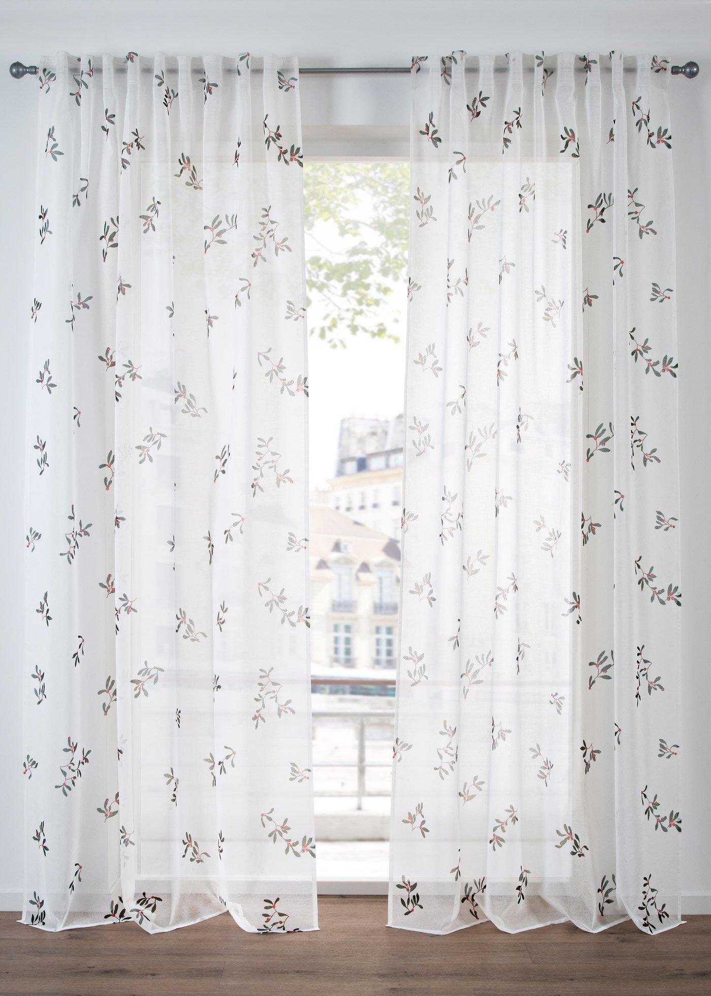 Gardine mit bedruckten Mistelzweigen (1er Pack)