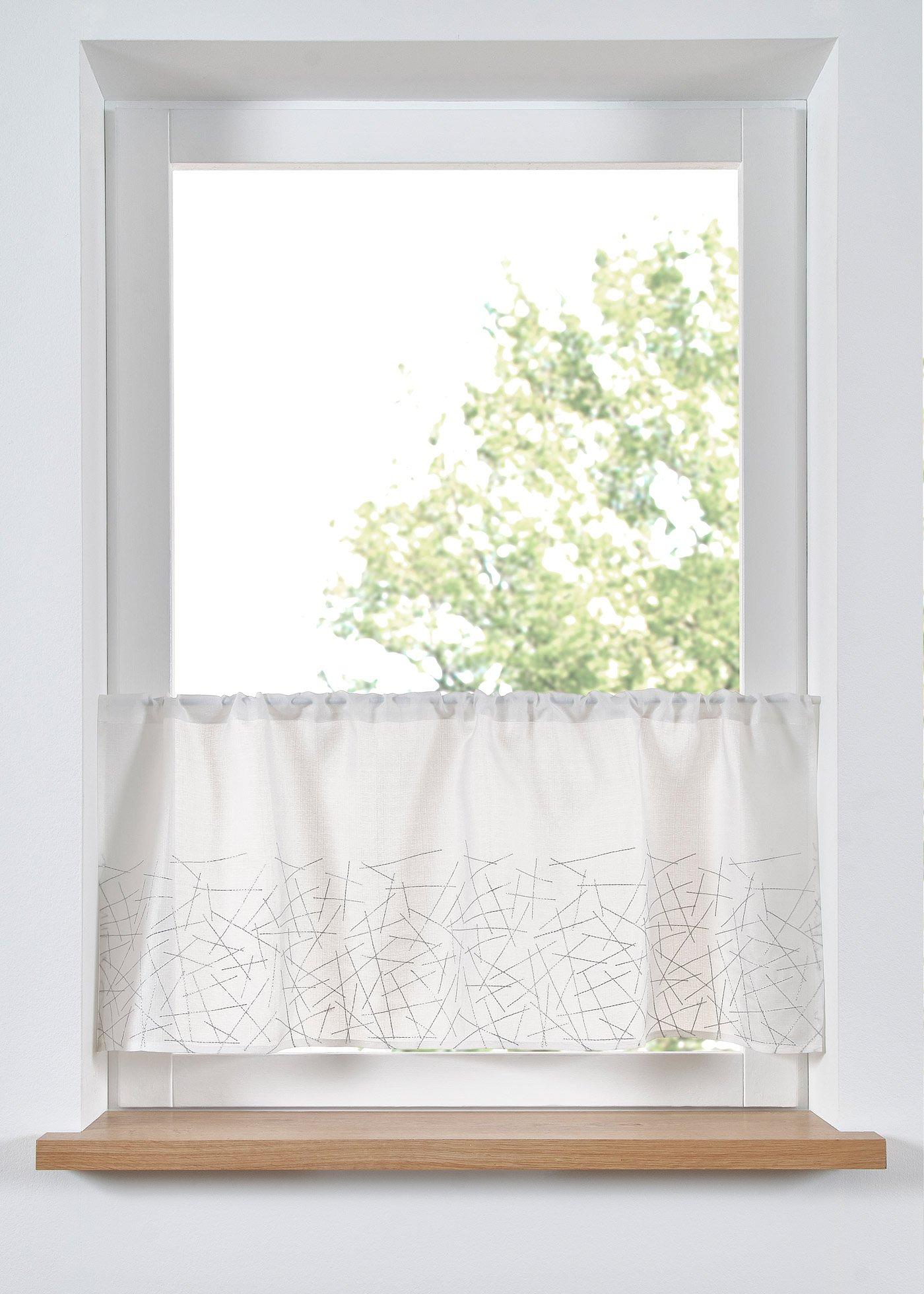 Scheibengardine mit Glanz Stickerei