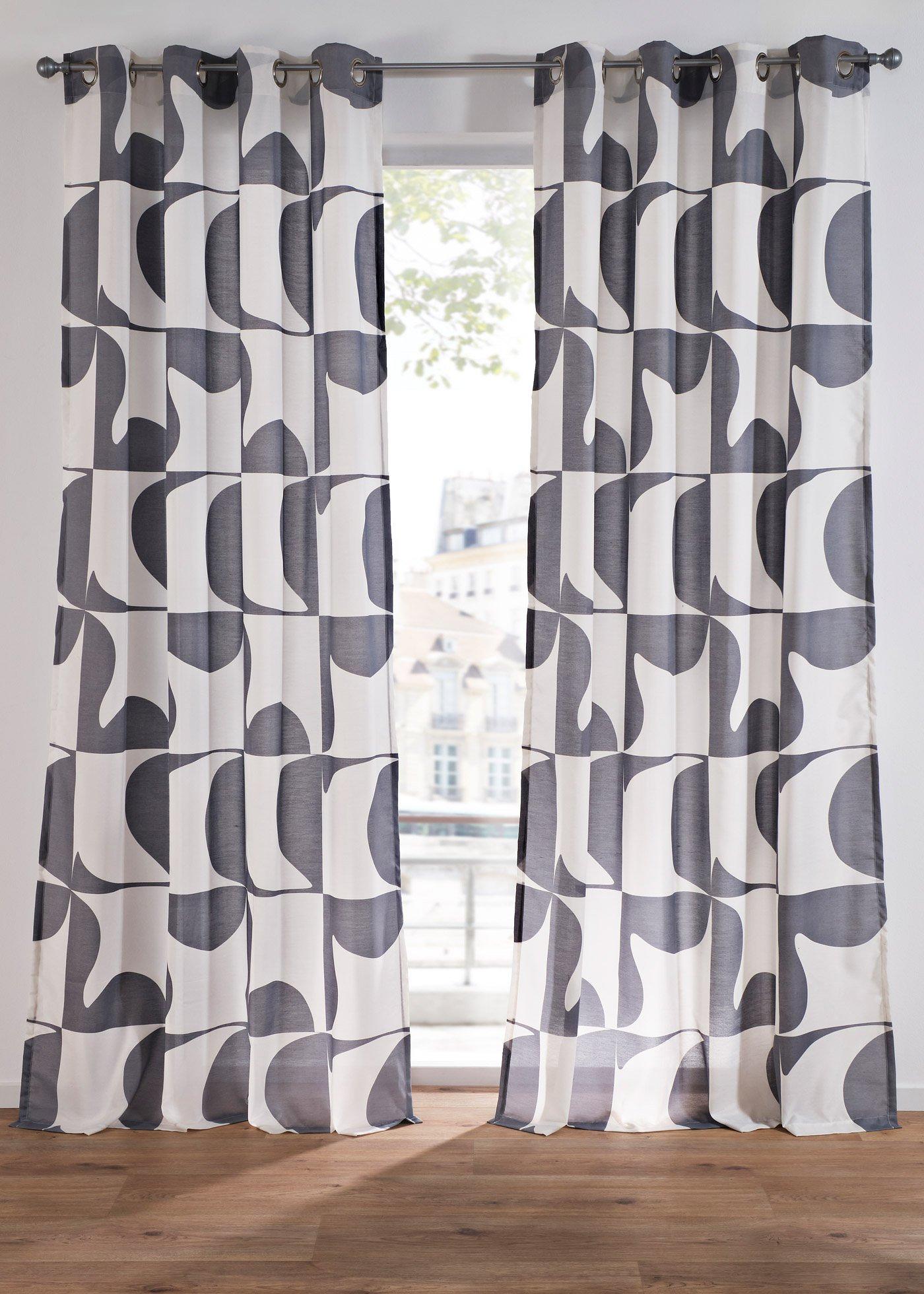 Gardine mit grafischem Druck aus recycelten Polyester (1er Pack)