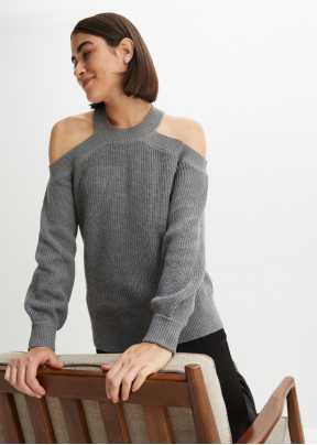 Sweatshirt-Kleid - Grau Meliert, Bouclé-Punkte