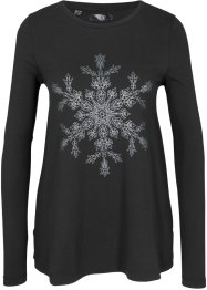 Baumwoll Langarmshirt mit metallischem Schneeflocken Druck, bpc bonprix collection