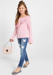 Mädchen Jeans mit Schmetterlings-Applikation, John Baner JEANSWEAR