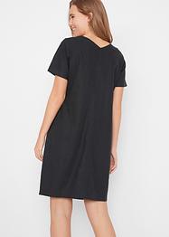 Knielanges Kleid mit nachhaltigem Leinen und V-Ausschnitt, Halbarm, bpc bonprix collection