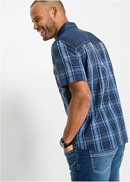 Kurzarmhemd mit Denimbesatz, John Baner JEANSWEAR