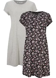 Shirtkleid mit seitlichen Schlitzen aus reiner Baumwolle (2er Pack), bonprix