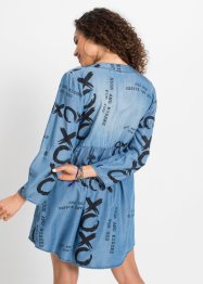 Oversized Jeanskleid mit Schriftzug aus TENCEL™ Lyocell, RAINBOW