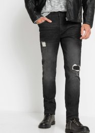 Slim Fit Stretch-Jeans mit Used Effekten, Straight, RAINBOW
