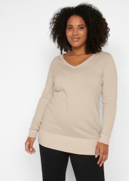 Basic Long-Pullover mit V-Ausschnitt, bpc bonprix collection