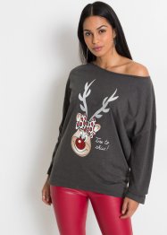 Off-Shoulder-Shirt mit Weihnachtsmotiv, BODYFLIRT