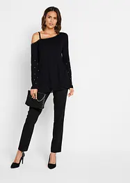 Cold-Shoulder-Shirt mit Spitze und Perlen, bonprix