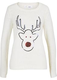 Weihnachtspullover Pailletten- Rentier, bpc bonprix collection