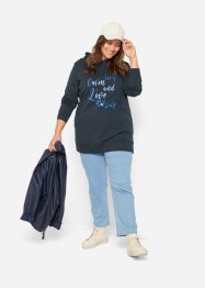 Sportliches, feminines Sweatshirt mit metallischem Schriftzug, Seitenschlitzen für mehr Bewegungsfreiheit  und Kapuze, bpc bonprix collection