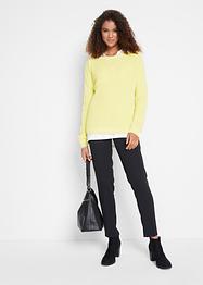 Pullover mit U-Boot-Ausschnitt und Lochmuster am Ärmel, bpc bonprix collection