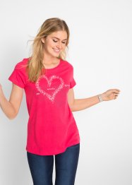 Shirt mit Herzdruck aus Bio-Baumwolle, kurzarm, bpc bonprix collection