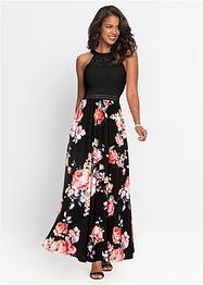 Sommer-Maxikleid mit Blumen-Print und Spitze, BODYFLIRT boutique