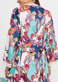 Satin Kimono mit modernem Paisley Print, BODYFLIRT