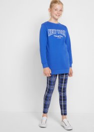 Mädchen Long-Sweatshirt + Karo-Leggings (2tlg. Set), bpc bonprix collection