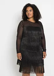 Midikleid aus luftigem Mesh mit Fransen, bonprix