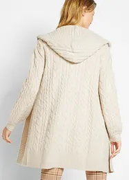 Strickjacke mit Zopfmuster und Kapuze, bonprix