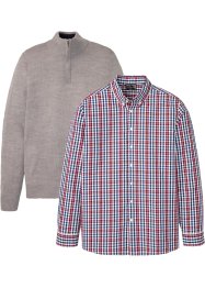 Pullover mit Troyer Kragen und Hemd (2-tlg.Set), bpc selection