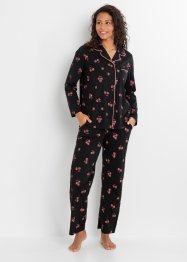 Pyjama mit Knopfleiste und Schlafmaske, bpc bonprix collection