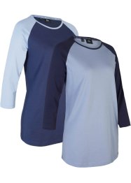 Sport-Shirt aus Bio-Baumwolle, 2er-Pack, 3/4-Arm, bpc bonprix collection
