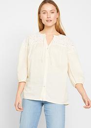 Bluse, 3/4-Arm, mit Lochstickerei, John Baner JEANSWEAR