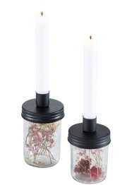 Kerzenhalter mit Trockenblumen im Glas (2-tlg.Set), bpc living bonprix collection