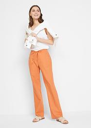 Hose mit Leinen und Bequembund, Flared, bpc bonprix collection