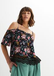 bedrucktes Shirt mit Spitze, BODYFLIRT