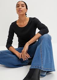 Baumwoll-Langarmshirt mit Rundhalsausschnitt, bpc bonprix collection