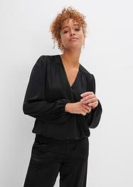 Satin-Bluse in Wickeloptik, BODYFLIRT