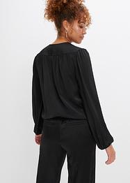 Satin-Bluse in Wickeloptik, BODYFLIRT