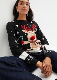 Weihnachts-Pullover mit Rundhalsausschnitt, bpc bonprix collection