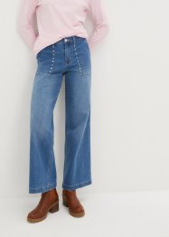 Wide Leg Jeans Mid Waist, mit Nieten, John Baner JEANSWEAR