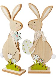 Deko-Figur Hasen mit Blume und Ei (2er Pack), bpc living bonprix collection