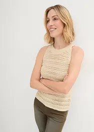 Ajour-Stricktop mit Leinenanteil, bonprix