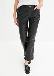 Verkürzte Lederimitat-Hose mit ausgestelltem Bein, bonprix