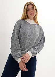 Gestreifter Pullover mit Stehkragen, bonprix