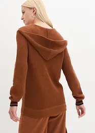 Pullover mit Kapuze und raffiniertem Zopfmuster, bonprix