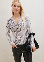 Langarmshirt mit Wasserfall-Ausschnitt, bonprix