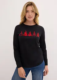 Baumwoll Langarm-Shirt mit Weihnachtsmotiv, bonprix