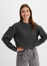 Gerippter Pullover aus weichem Woll-Mix, bonprix