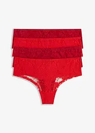 String Panty mit recycelter Spitze mit Bio-Baumwolle (4er Pack), bonprix