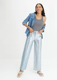 Wide-Leg-Jeans, mit Glanzbeschichtung, bonprix