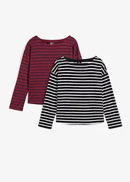 Langarmshirt aus reiner Bio-Baumwolle, (2er Pack), bonprix