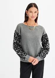 Oversize-Pullover mit Leo-Muster, bonprix