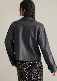 kurzer Lederimitat-Trenchcoat, bonprix