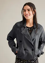 kurzer Lederimitat-Trenchcoat, bonprix