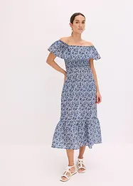 Boho-Midikleid mit Carmenausschnitt aus leichter Baumwolle, bonprix